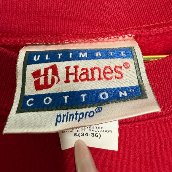Pre-Owned Red Trader Joe's crewneck sweatshirt w/hibiscus flower logo Size small - Picture 6 of 8